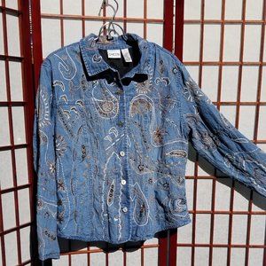 Chico's Vintage Jean Jacket Shirt Size 2 Large